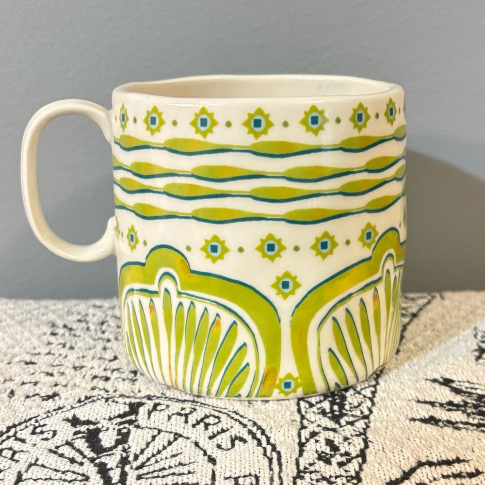 Anthropologie Boho Large Ceramic Coffee Mug
